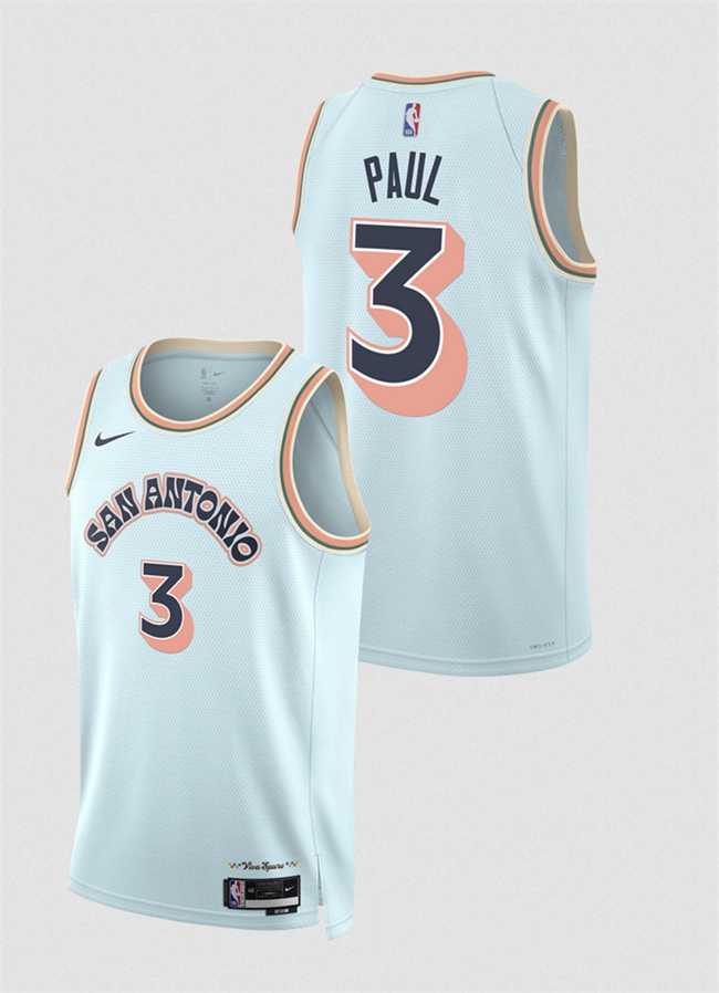 Men%27s San Antonio Spurs #3 Chris Paul Light Blue 2024-25 City Edition Stitched Jersey Dzhi